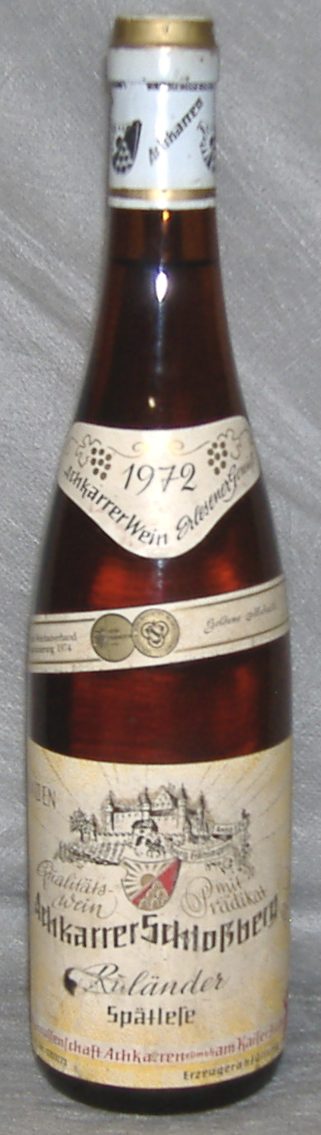 1972, Achkarrer Schlossberg, Ruländer, Spätlese