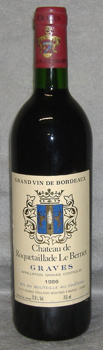 1986, Château Roquetaillade Le&nbsp;Bernet, Graves