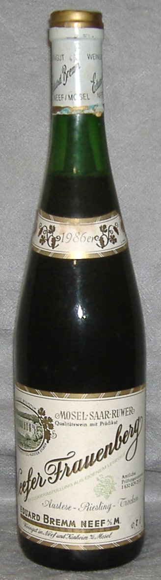 1986, Neefer Frauenberg, Riesling, Auslese,&nbsp;trocken